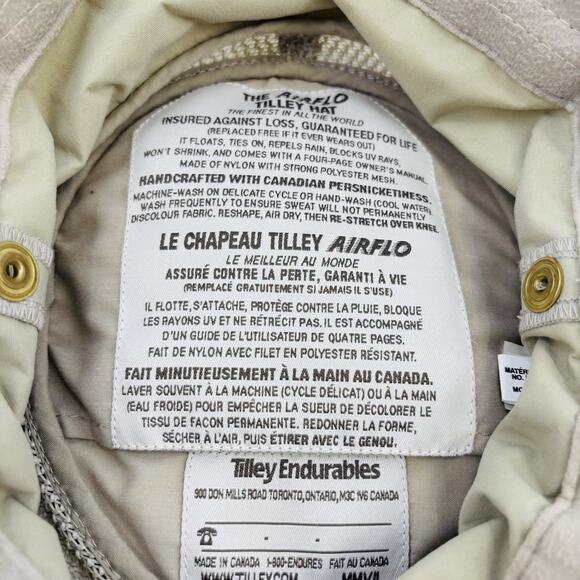 Tilley Endurables The Airflo Tilley Hat Men's 7 1/2 Khaki Boonie Hat Wide Brim - Picture 5 of 6